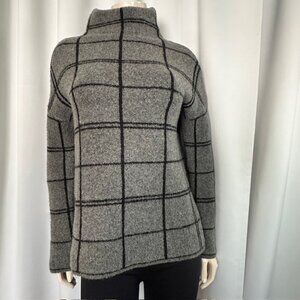 Christian Siriano - Women's Grey & Black Check Wool Blend Sweater Size S